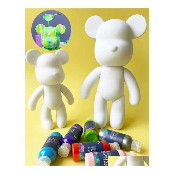 Jogos de novidades Faça você mesmo Fluid Bear Scpture Handmade Parentchild Toy Violent 23Cm Graffiti Painting Bearbrick Doll Ornaments Gift Drop Deli Dh0Dn