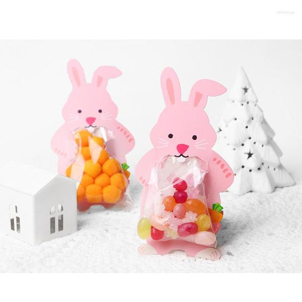 Geschenkverpackung 10 teile / satz Niedliche Tierbärentasche mit Grußkarten Ostern Karotte Süßigkeiten Kegel Transprant Kunststoff Kinder