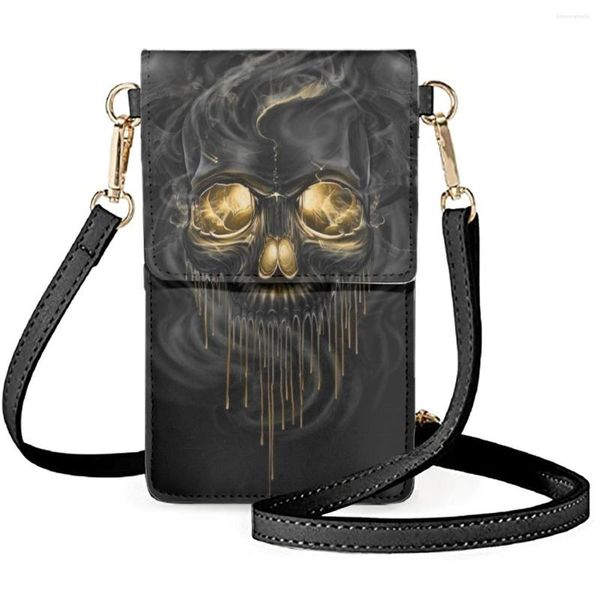 Bolsas noturnas forudesigns skull de caveira impressa em 3D da moda Phones celulares bolsas de maquiagem de personalização