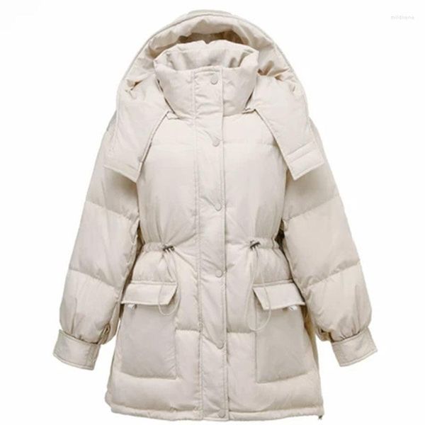 Женские траншеи Coats 2023 Winter Fashion Street Designer Brand Ladies White Cotton Pad Dable Pretty Girls Overwear с поясом