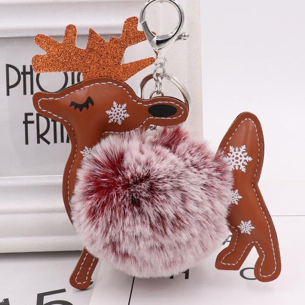 Keychains Christmas Elk PU PU CAIL CABELO CHAVE ACENDIGOS DE ANELO decoração Ethnic Wind Chain Backpack Pingente Pequeno GiftKeychains