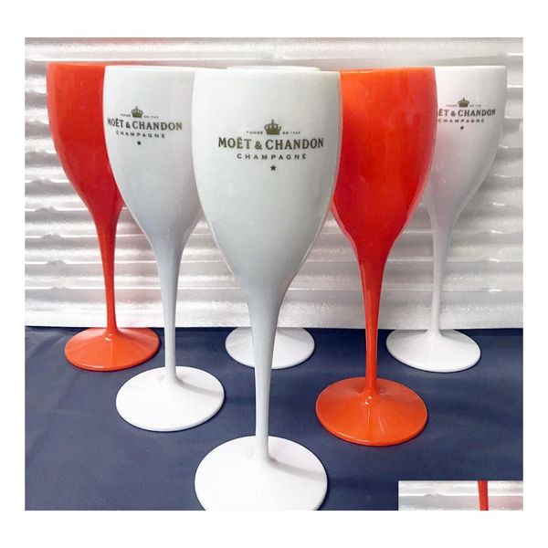 Bicchieri da vino Coppe Moet Acrilico infrangibile Bicchiere da champagne Plastica Arancione Bianco Chandon Ghiaccio Calice imperiale Consegna a domicilio Garde Dhnfo