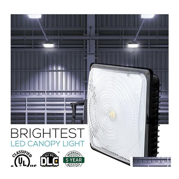 Flutlicht-Garantie 5 Jahre 40 W 60 W 80 W LED-Überdachungsleuchten für den Außenbereich, Tankstellenlampe, Flutwasser, wasserdicht, Wechselstrom, 110–277 V, DLC, Drop-Lieferung, Lig Otzto