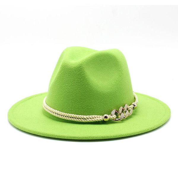 Chapéus de aba larga Fedora chapéu com cadeia 2023 Explosão Panamá British Style Metal Belt Men e Women Jazz Felt