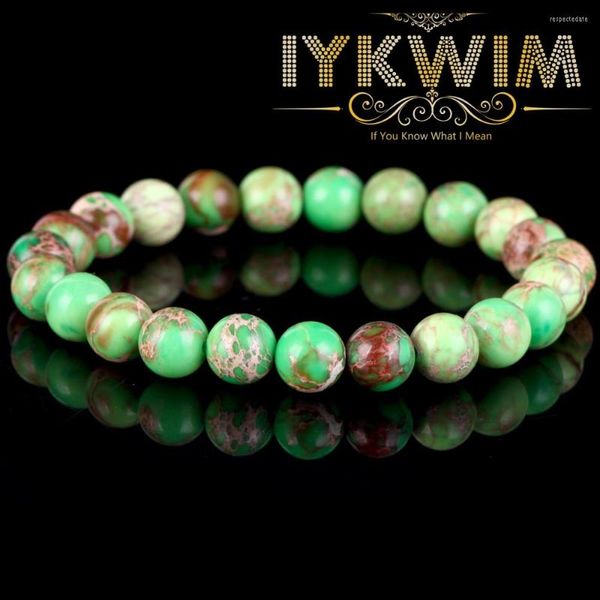 Strand Pulsera de piedra natural Sedimento de mar verde Jaspers Bead Jewelry Gift para hombres Protección de salud magnética Mujeres 6 8mm