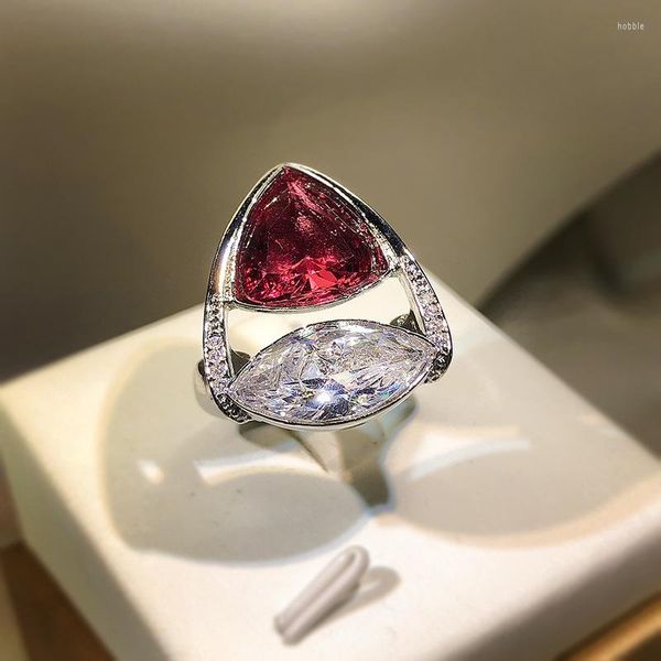 Anéis de casamento estilo vintage estilo de pêra anel de noivado de prata promete promete imitou tendências rubi tendências de zircônia jóias presente de aniversário