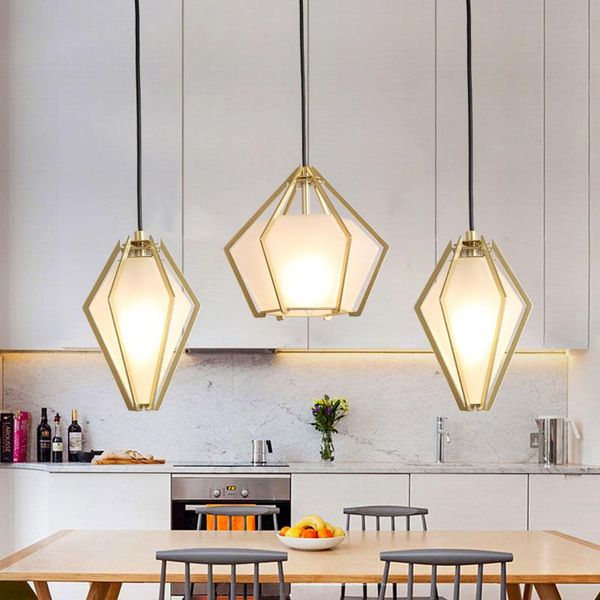 Lampade a sospensione Nordic Modern Restaurant Luci in vetro Coffee Shop Bar Lampada a led Lampada personalizzata Retro Creative Diamond LightingPendant