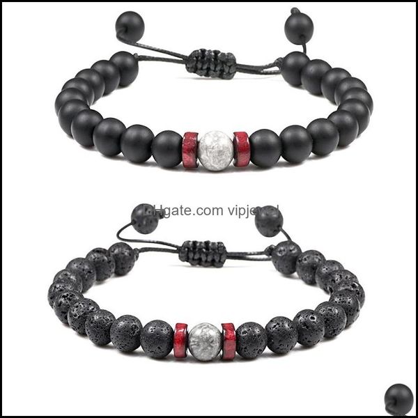 Arti e Mestieri 8Mm Pietra Lavica Nera Perline Tessuto Bracciali Fai Da Te Aromaterapia Olio Essenziale Diffusore Bracciale Coppie Gioielli Goccia Del Dhcai