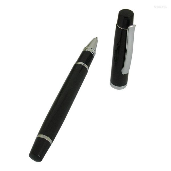 Klassische schwarze Tintenroller aus Metall, Unisex, glatt schreibender Tintenstift, Epoxid-Logo auf Topper, Büro, Schule, Lieferant