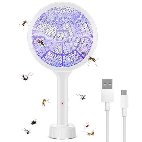 Controle de Pragas Morcego Assassino de Mosquitos Profissional Raquete Elétrica Recarregável USB Mata Mosquitos Repelente de Moscas Insetos Zapper para Casa 0129