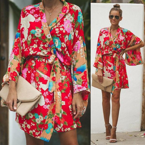 Kadın Ceketler 2023 Boho Floral Açık Capes Sıradan Ceket Gevşek Bluz Kimono Uzun HARDIGAN Vintage Coats Moda Kıyafetleri1