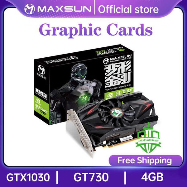 MAXSUN GT 1030 730 2G Графическая карта GDDR5 DDR4 NVIDIA GPU Настольные видеокарты Gaming DVI VGA PWB Интеллектуальный контроль температуры