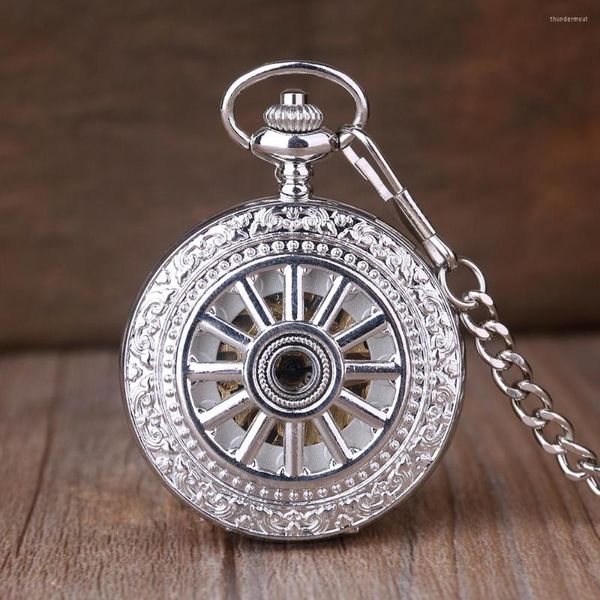 Pocket Watches White Wheel Sketelon Watch Mechanical Men Antique Fob Chain for Women