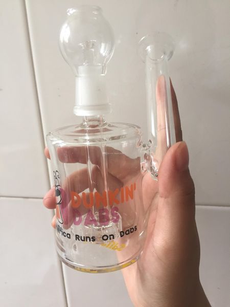 Dunkin Dabs American corre dabs mini -vidro Bongo de água fumando tubos inclinados Recyler fumando tubos de fumantes de 14 mm Bongos de cano de água com unhas de tigela