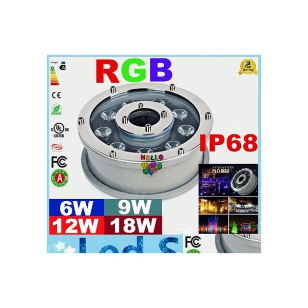 Подводные огни RGB Бассейн водонепроницаемый IP68 6W 9W 12W 18W Морские светодиодные фонтаны AC 12 В 24 В 4253 ДОБАВИТЬ