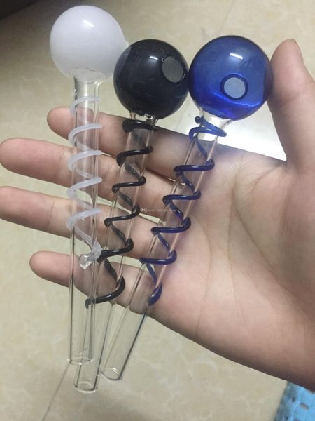 Quente à venda Tubo de cano de mão reto com o cano de mão reta com queimadores de óleo espiral colorido tuboah vidro Óleo de vidro prego 10 cm de lenght de 30 mm 10pcs