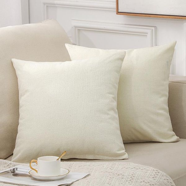Custodia in tinta unita per cuscino in cotone e lino Fodere posteriori per divano Custodie decorative per la casa 45 50