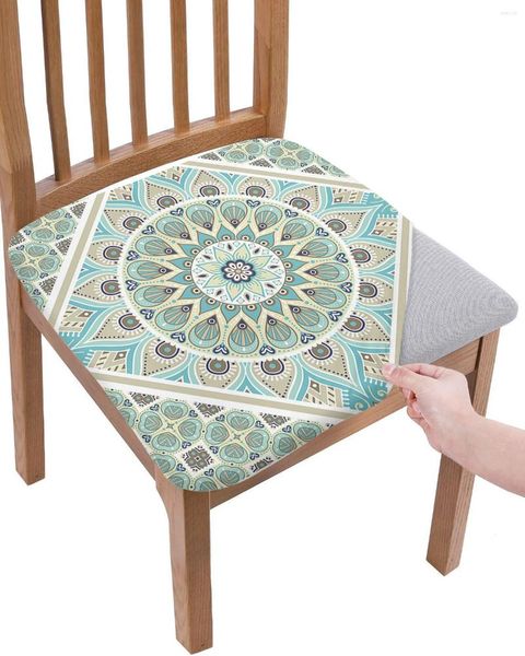 Stuhlhussen im böhmischen Stil, Mandala-Muster, Sitzkissen, Stretch, Esszimmerbezug, Schonbezüge für Zuhause, El Bankett, Wohnzimmer