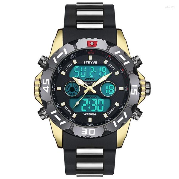 Armbanduhren S STRYVE Marke Herren 30M Wasserdichte Sportuhr Männer Analog Digital LED Uhren Dual Time Clock Relogio Masculino