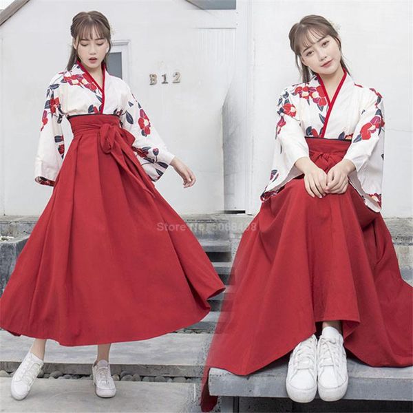 Roupas étnicas estilo japonês kimono sakura meninas yukata figurino tradicional vestido vintage party japão feminino manga longa roupas de moda ha ha