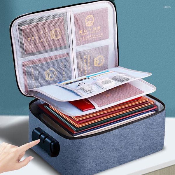 Bolsas de armazenamento Bolsa de documentos Organizador da mesa de artigos de artigos de viagem multifuncionais Bolsa de várias camadas de pastagem da pastagem com bloqueio