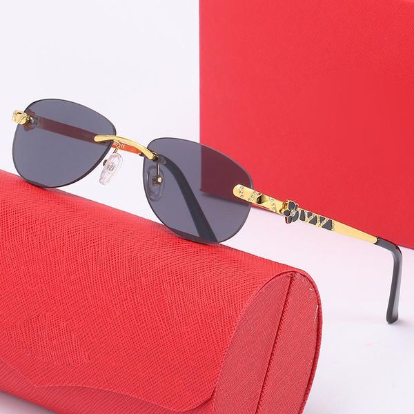 New Fashion donna Occhiali da sole di lusso Small Toad Lens uomo Parasole Orange Mirror Metal Temples Lacca Craft Prescription Spectacle Frame Fgeu