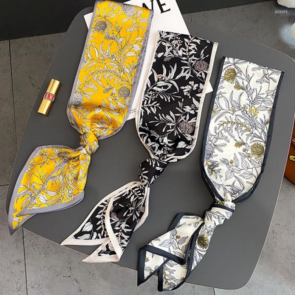 Schals Designer Seidenstirnbänder für Frauen Blumen Luxus dünne Schalhaarbänder Handgelenk Foulard Bandana Frauen Accessoires 2023