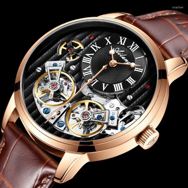 Relógios de pulso Ailang Qualidade Assista caro Double Tourbillon Suíça relata os principais homens mecânicos automáticos masculinos