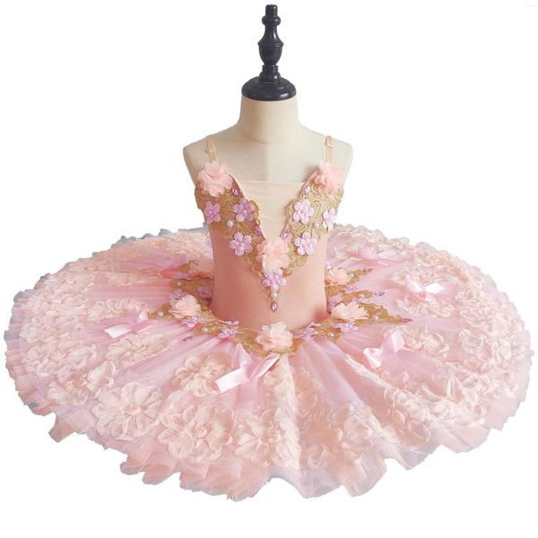 Bühnenbekleidung Pink Fairy Doll Professionell Ballett Tutu Pfannkuchen für Mädchen Tulles Platter Performance Tutus Frauen Kostüm