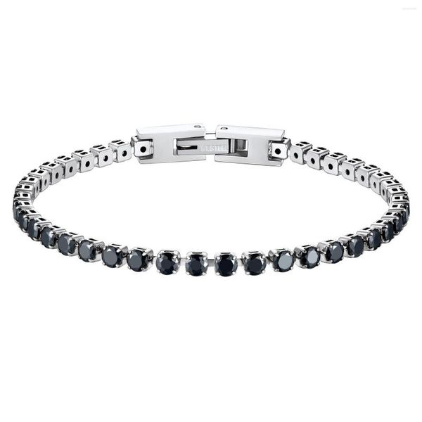 Bracciali a maglie ChainsPro Bracciale tennis classico con zirconi cubici per donna Acciaio inossidabile placcato oro 18 carati Trasparente/nero Misura 6,5/7,5 pollici