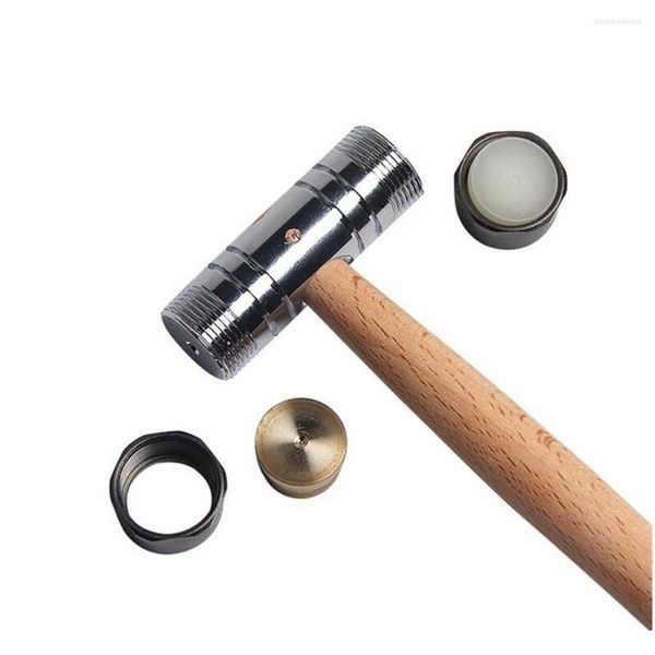 Kit di riparazione per orologi Martello con mano in legno 2 IN 1 Strumento di rimozione del collegamento della fascia per la testa in plastica in ottone per orologiai