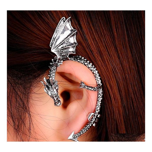 Ear Cuff Fashion Metal Clip Stud Womens Punk Style Wrap Dragon Earring No Hole For Girl Ladies Jewelry Drop Delivery Orecchini Otwhf