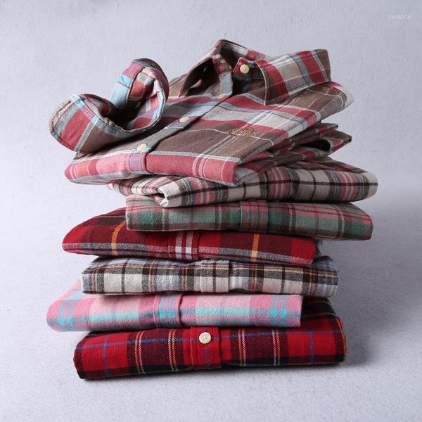 Damenblusen Baumwolle Sanding Hair Plaid Shirts Frauen Flanellbluse Dicke Casual Tops Langarm Einreiher Dame Oberbekleidung JH683