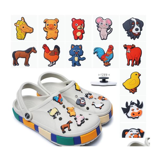 Acessórios para peças de sapatos moq10pcs PVC Animals and Poty Series Charms