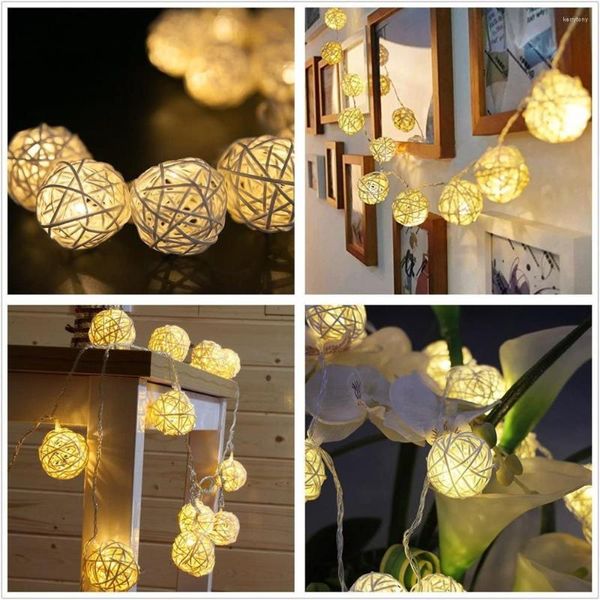 Saiten 10M 80LEDs String Lights Rattan Ball Girlanden Urlaub Hochzeit Party Decorat LED Weihnachtsfee Licht für Indoor Outdoor