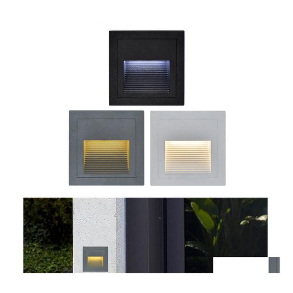 Außenwandleuchten 3W LED-Treppenlicht mit eingebetteter Box Aluminium-Stufenlichter Wasserdichte IP65-Lampe Footlight Drop Delivery-Beleuchtung Otxb2