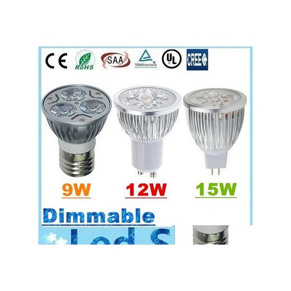 Lampadine a Led 9W 12W 15W Spot Bbs Light E27 E26 B22 Mr16 Gu10 Luci dimmerabili Lampada Ac 110240V / 12V Drop Delivery Lighting Otdhg