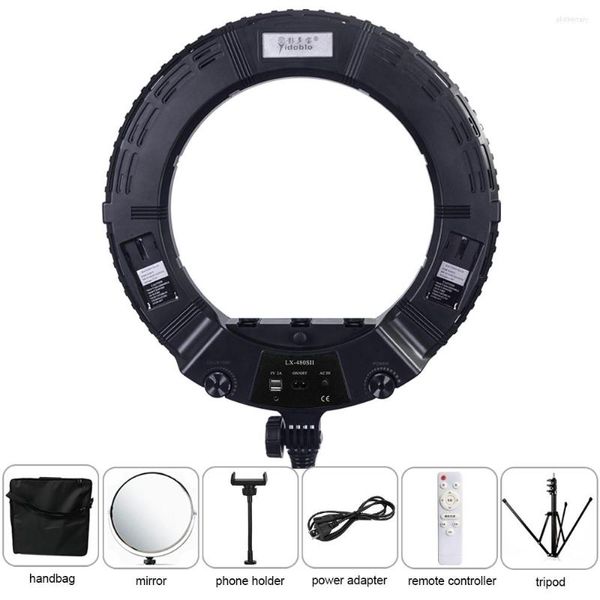 Blitzköpfe Yidoblo Warm Kaltes Licht LX-480SII 48W Ring Kit LED Lampe SMD LEDS Video Make-up Beleuchtung Ständer (2M) Tasche