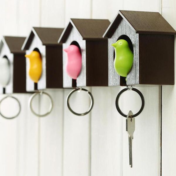 Haken Schlüsselanhänger Vogelhaus Haus Nest Wandhaken Halter Kleiderbügel Kreative Vogelpfeife Aufbewahrungsbox Spatz Schlüsselanhänger Ring Rack Organisieren