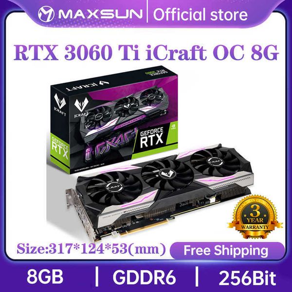 MAXSUN GRAPSCARD RTX 3060TI ICRAFT OC 8GB GDDR6 GPU NVIDIA Computer PC 256BIT PCI Express X16 4.0 RGB Gaming Videoard