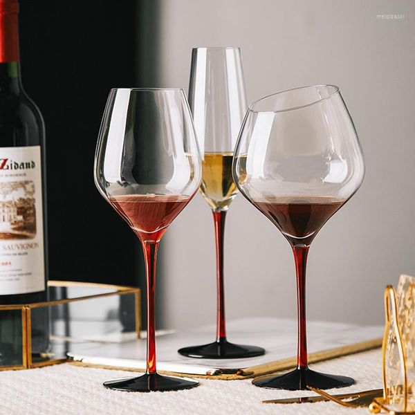 Copos de vinho gravata arco preta vidro de vidro de vidro vermelho pés de luxo de luxo de luxo bar de festas domésticas