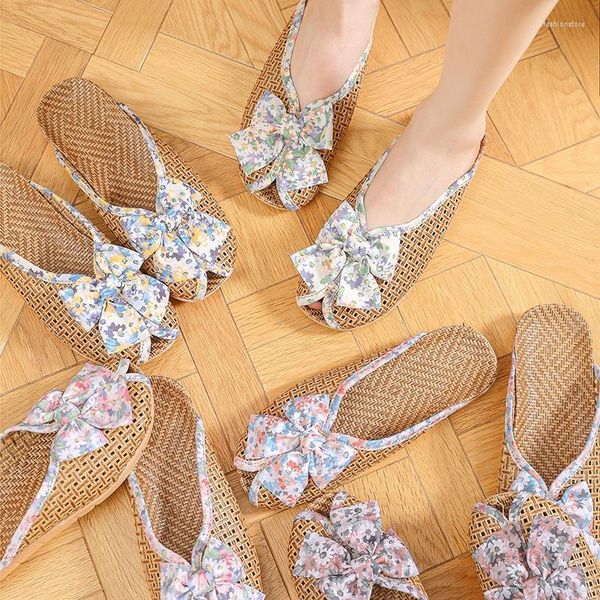 Pantofole intrecciate a mano in erba rattan creativa 2023 Summer Fashion Ladies Home Leisure IN IN INDIT SCHE SCHE