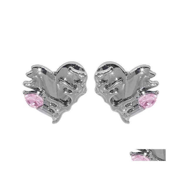 Orecchini a forma di nuvola Cuore di pesca Amore Diamante rosa Femmina 925 Personalità Stella Croce Orecchino Consegna a goccia Gioielli Otvo6