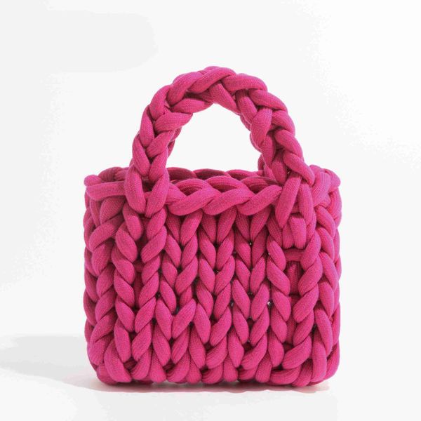 Moda kalın ip dokuma kadın çanta tasarımcısı örme küçük tote çanta el yapımı el çantaları gündelik alışveriş cüzdanları 2023 sac 230129