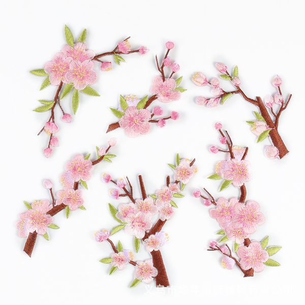 Noções Ferro de flores em manchas Plum Blossom Bordado Patch Floral costurar em apliques para roupas Acessórios de costura DIY