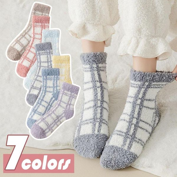 Meias masculinas Caminhadas Mulheres Plaid H Winter House House Bed Cubra Tamanho 6