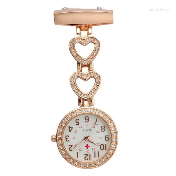 Orologi da tasca Orologio a forma di stella d'amore con puntatore lungo e corto in vetro, movimento al quarzo a due tondi in oro e argento