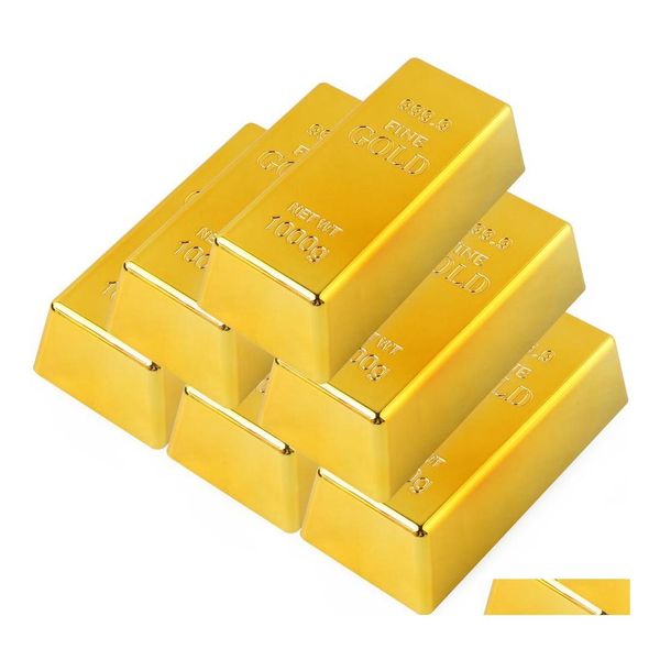 Party Games Crafts Replica Gold Gold Bar Fake Golden Golden Blion Movie Prop Novy Gift Paiol Doorstop Paperweight para Halloween Wester Dhyzt