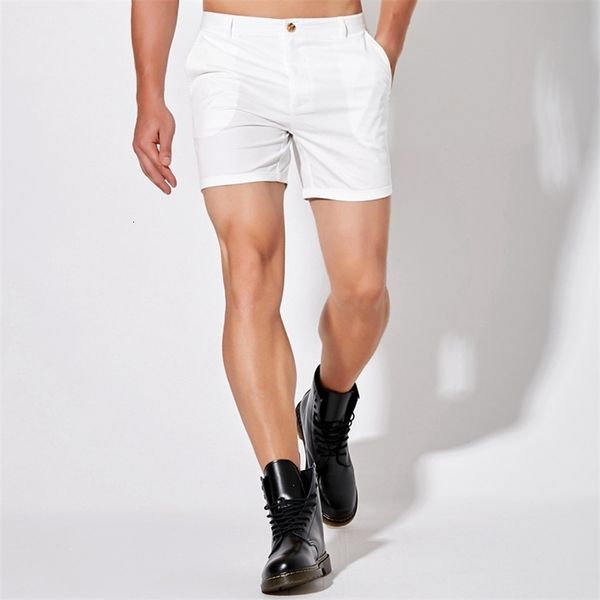 Shorts masculinos masculino verão algodão casual casual sólido respirável moletom de golfe homem homem branco calçada straight curta calça 230130