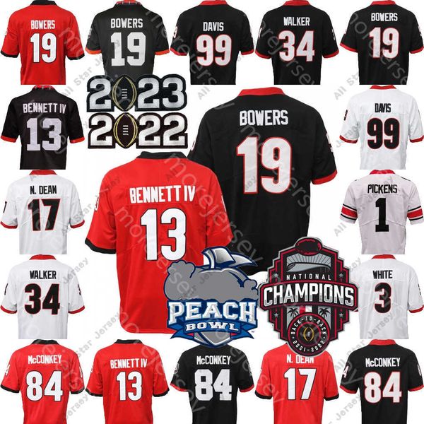 Fußballtrikots 2023 Playoff Peach Bowl Herschel Walker Fußballtrikot NCAA College Stetson Bennett IV Milton Kenny McIntosh Edwards Ladd McConkey Mitchell